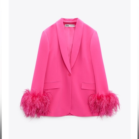 Zara Straight Cut Feather Blazer - Picture 3 of 4